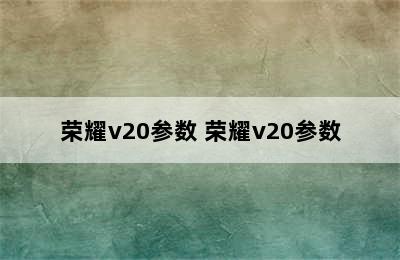 荣耀v20参数 荣耀v20参数